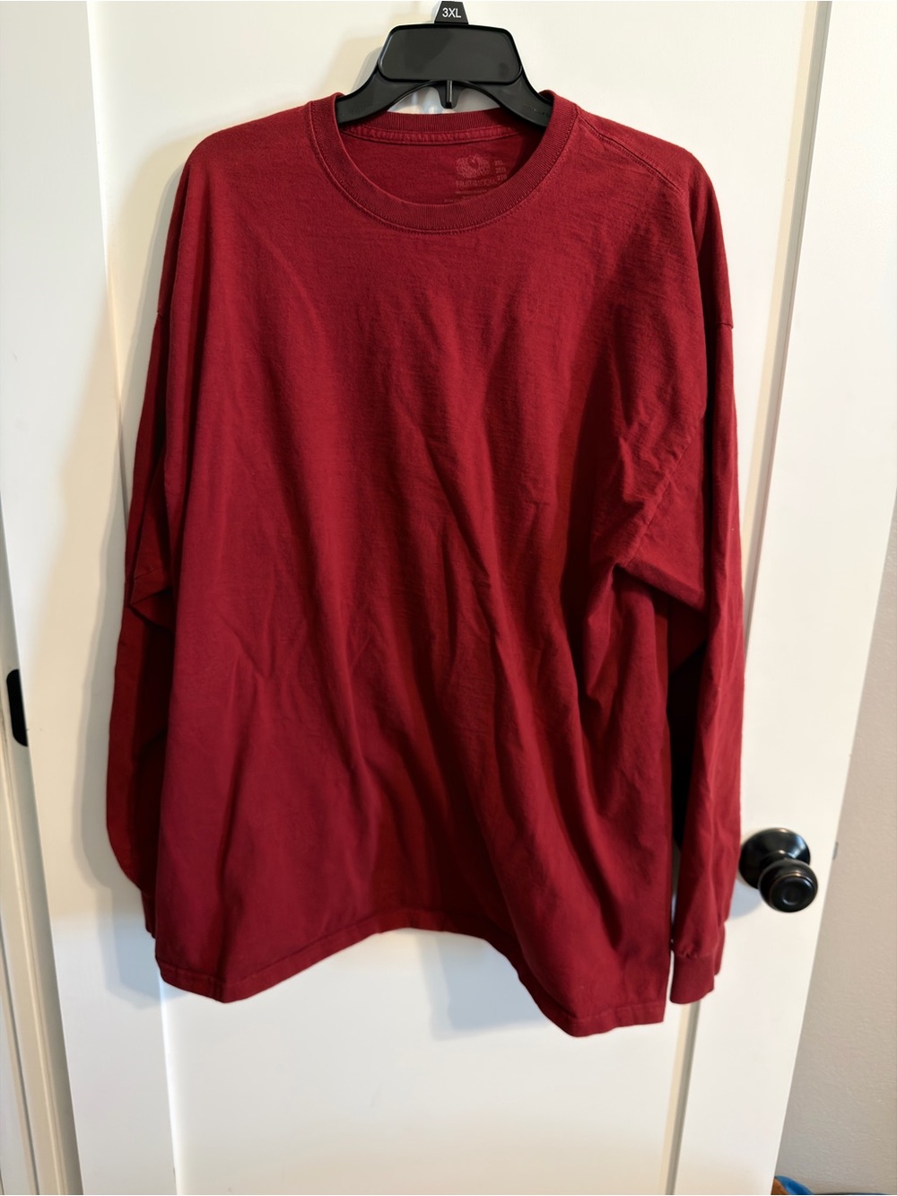 Fruit of the Loom Men's Long-Sleeve Crewneck Shirt - Burgundy Red